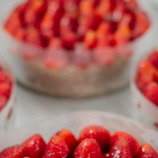 Signature Strawberry Cheesecake bokeh detail